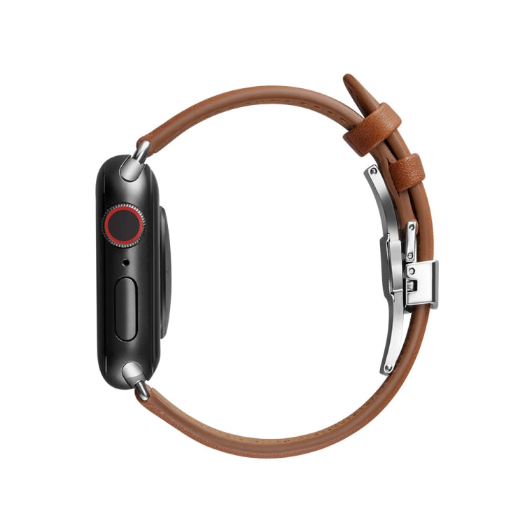 Slimming Butterfly Buckle Watchband For Apple Watch Series, 7 41mm / 6&SE&5&4 40mm / 3&2&1 38mm