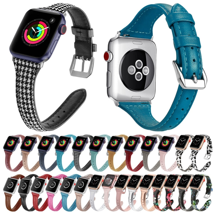 Genuine Leather Watch Band For Apple Watch Series, 7 41mm / 6&SE&5&4 40mm / 3&2&1 38mm, 7 45mm / 6&SE&5&4 44mm / 3&2&1 42mm