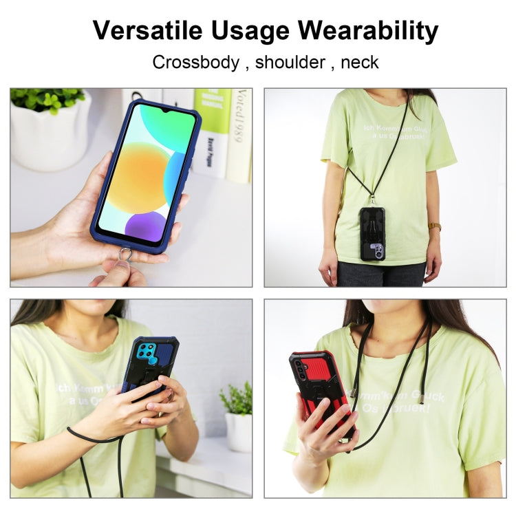 Lanyard Mecha Armor Kickstand PC + TPU Phone Case, For Xiaomi Poco X4 Pro 5G, For Xiaomi Redmi 10C, For Xiaomi Redmi Note 11 Pro Global, For Xiaomi Redmi Note 11S, For OPPO Realme C31