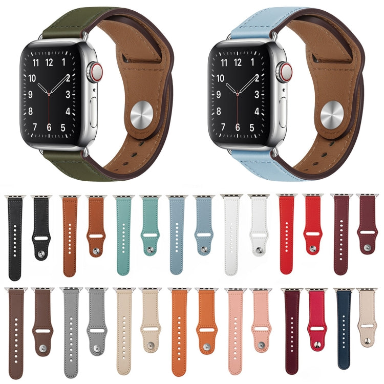 Nagelschnalle Lederarmband für Apple Watch Series, 7 41mm / 6&SE&5&4 40mm / 3&2&1 38mm, 7 45mm / 6&SE&5&4 44mm / 3&2&1 42mm