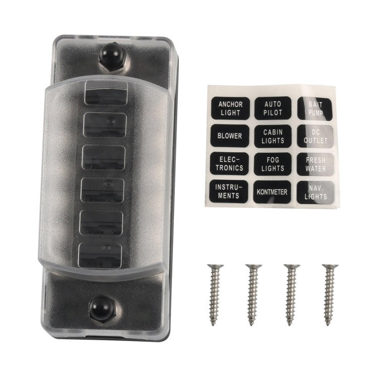 6 Way Fuse Box Blade Fuse Holder with Negative for Auto Car Truck Boat, A5602-01