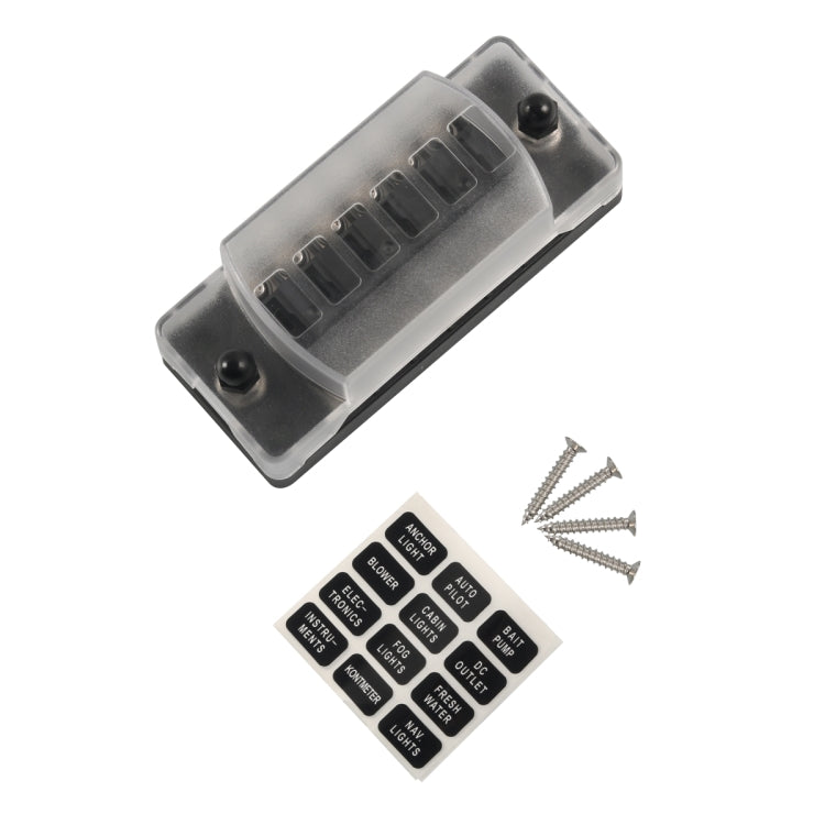 6 Way Fuse Box Blade Fuse Holder with Negative for Auto Car Truck Boat, A5602-01