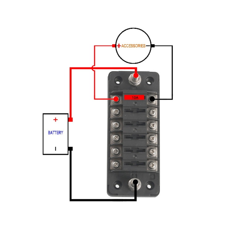 6 Way Fuse Box Blade Fuse Holder with Negative for Auto Car Truck Boat, A5602-01