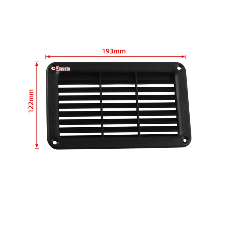 A6788 193x122mm Black Rectangle Louvered Ventilation Plastic Venting Panel Cover, 193x122mm