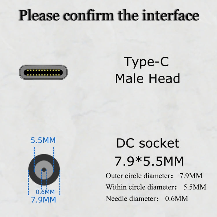 JORINDO 45W DC 7.9 x 5.5mm Female Socket to USB-C / Type-C Male Plug Power Adapter Converter, For Notebook