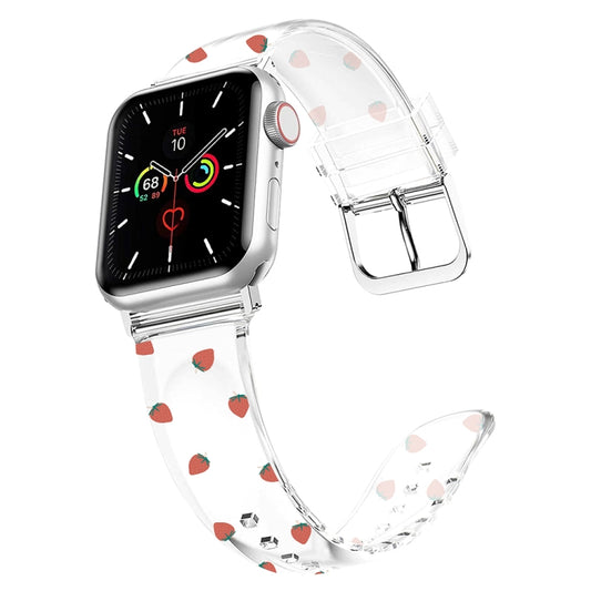 Square Buckle Transparent Watch Band For Apple Watch Series, 7 41mm / 6&SE&5&4 40mm / 3&2&1 38mm, 7 45mm / 6&SE&5&4 44mm / 3&2&1 42mm