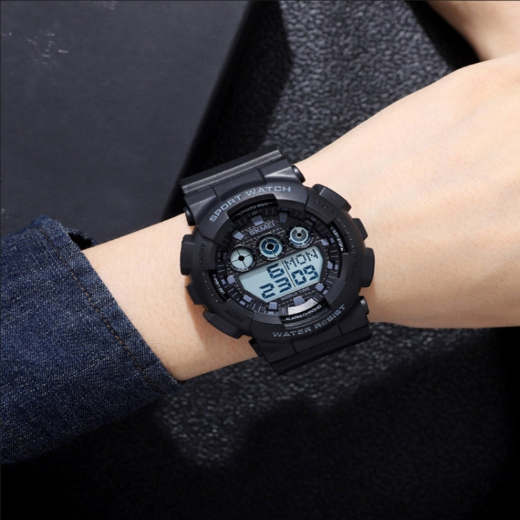 SKMEI 1857 Montre électronique étanche avec bracelet en PU et boucle en acier inoxydable