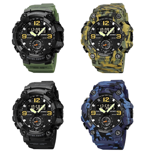 SKMEI 1965 Stainless Steel Buckle PU Strap Waterproof Electronic Watch