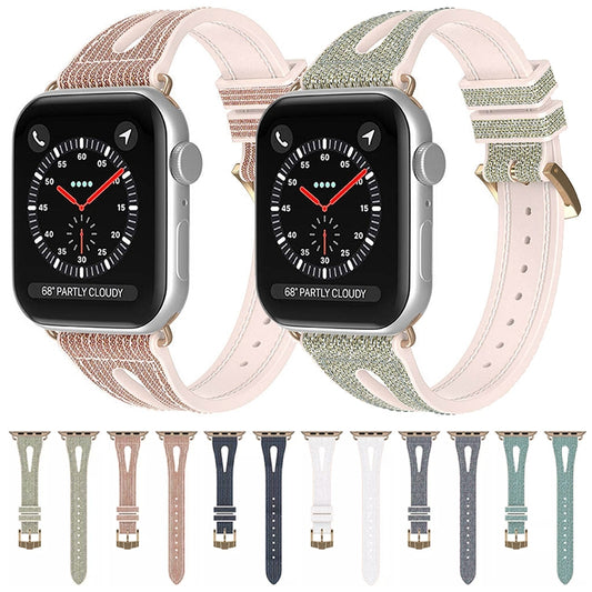Slim Glitter Watch Band For Apple Watch Series, 7 45mm / 6&SE&5&4 44mm / 3&2&1 42mm, 7 41mm / 6&SE&5&4 40mm / 3&2&1 38mm