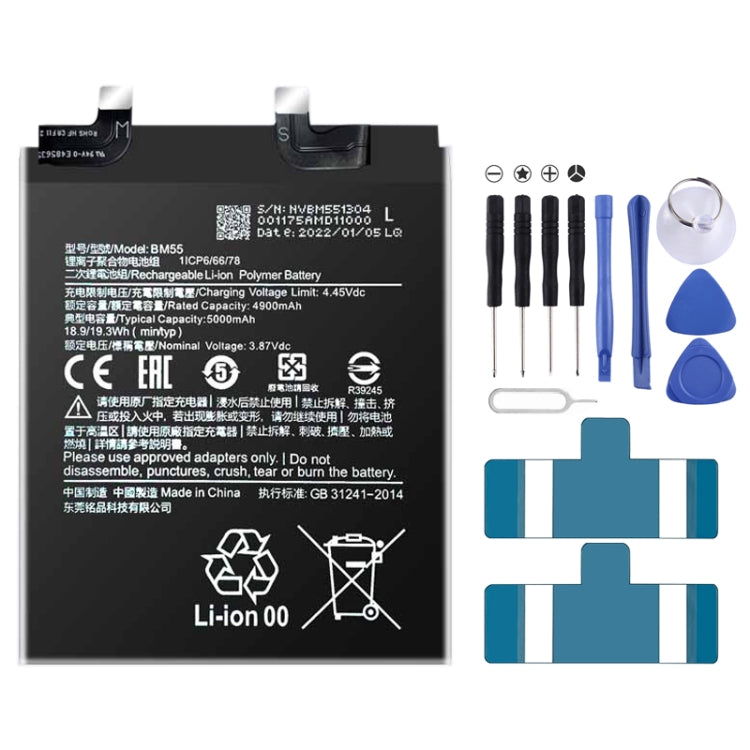 BN53 4820 mAh Li-Polymer Battery Replacement For Xiaomi Redmi Note 9 Pro 5G, BM37, BN51, BM52, BM4M, BM4Q, BN56, BM55, BN53, BN62, BM54, BM4X, BM4Y, BM57, BN59, BP42, 38, BP44, BM5A, BP47, BN66, BM58, BP43, BN57, BS01FA, BN60, BN80, BM4P, BN61