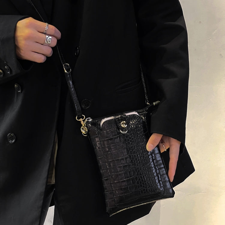 Stone Texture Card Holder Mobile Phone Bag, with Short Strap, with Long Strap, Zipper with Long Strap