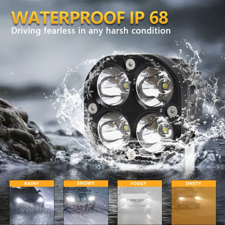 Car 3 inch 4LEDs Spotlight 20W / 2000LM / 6000K / DC9-80V, Continuous Spotlight(White Light), Continuous Spotlight(Yellow Light)