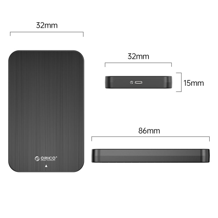 ORICO HM25C3 2.5 inch USB3.1 Gen1 Type-C Hard Drive Enclosure, EU Plug, US Plug, UK Plug, AU Plug