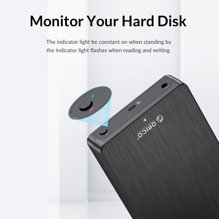 ORICO HM25C3 2.5 inch USB3.1 Gen1 Type-C Hard Drive Enclosure, EU Plug, US Plug, UK Plug, AU Plug