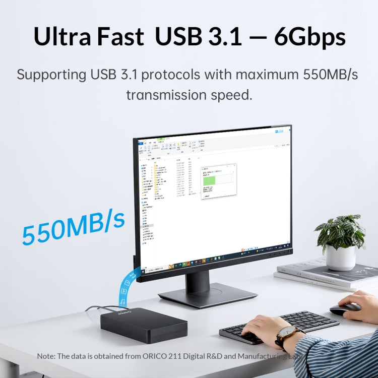 ORICO HM35C3 3.5 inch USB3.1 Gen1 Type-C Hard Drive Enclosure, EU Plug, US Plug, UK Plug, AU Plug