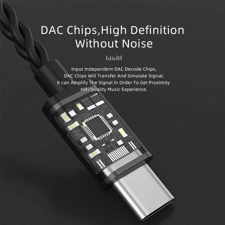 CVJ V6.TC 1.25m Type-C Digital Decoding Oxygen-free Copper Earphone Cable, 0.75mm, 0.78mm