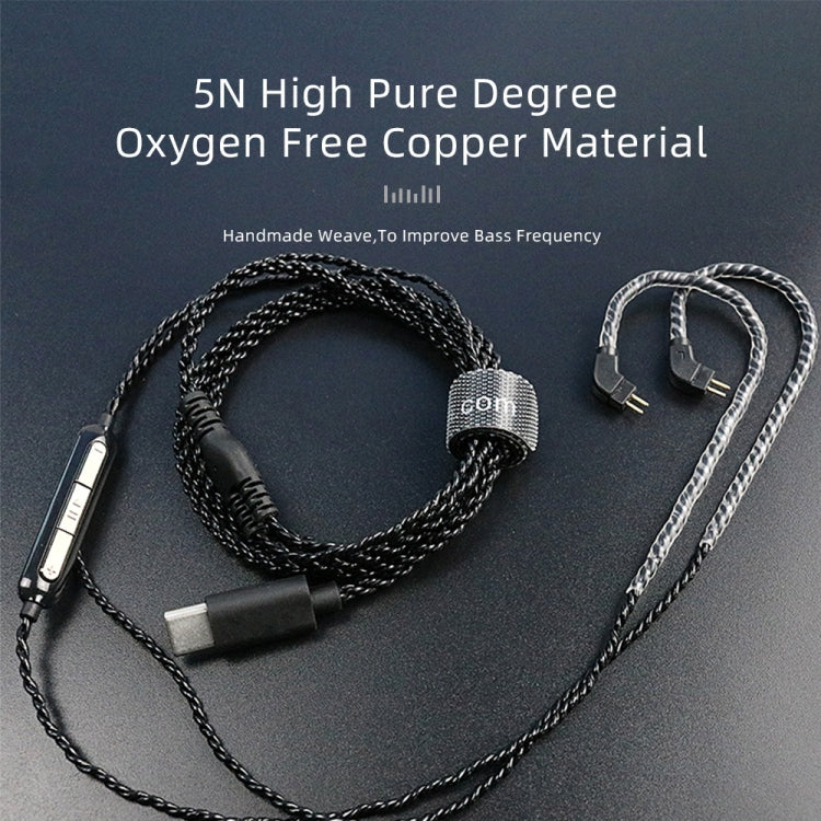 CVJ V6.TC 1.25m Type-C Digital Decoding Oxygen-free Copper Earphone Cable, 0.75mm, 0.78mm