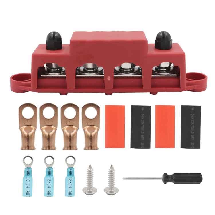 RV Ship High Current Power Distribution Terminal Block with Accessories, Black M8 Stud with Accessories, Red M8 Stud with Accessories, Black M10 Stud with Accessories, Red M10 Stud with Accessories