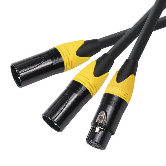 XK303MMF-10 3pin XLR Female to Dual XLR Male Audio Cable, Length: 1m, XLR F to 2 x XLR M