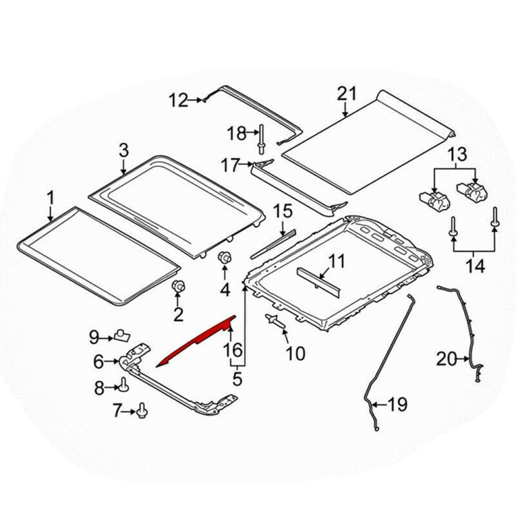 For Ford F-150 2015-2020 / F-250 2017-2019 Car Sunroof Track Assembly Repair Kit, Sunroof Track Assembly