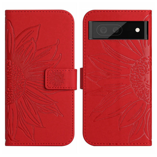 Skin Feel Sun Flower Pattern Flip Leather Phone Case with Lanyard, For Google Pixel 7 Pro