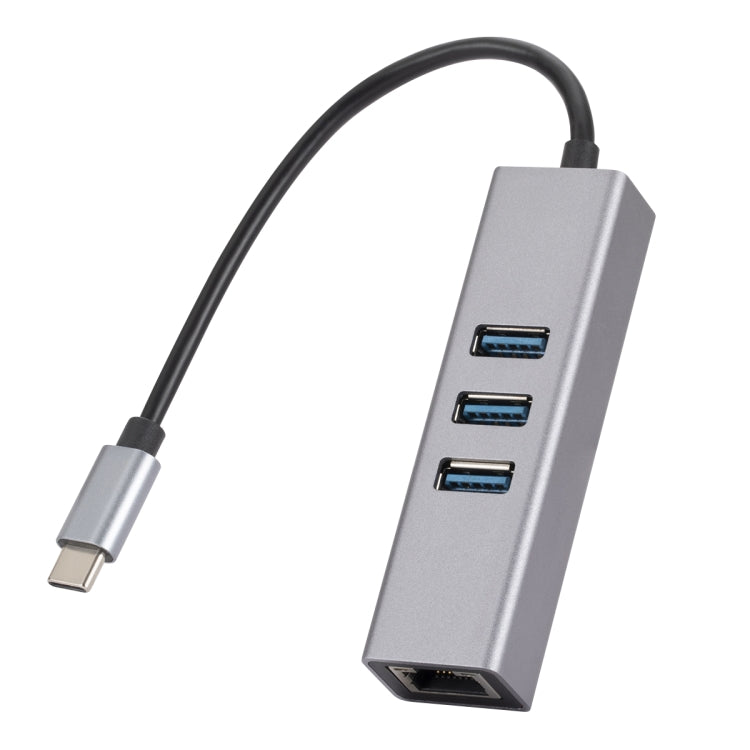 SL-030 USB-C / Type-C to Gigabit Ethernet RJ45 & 3 x USB 3.0 Adapter Converter HUB, USB-C / Type-C to RJ45 & 3 x USB