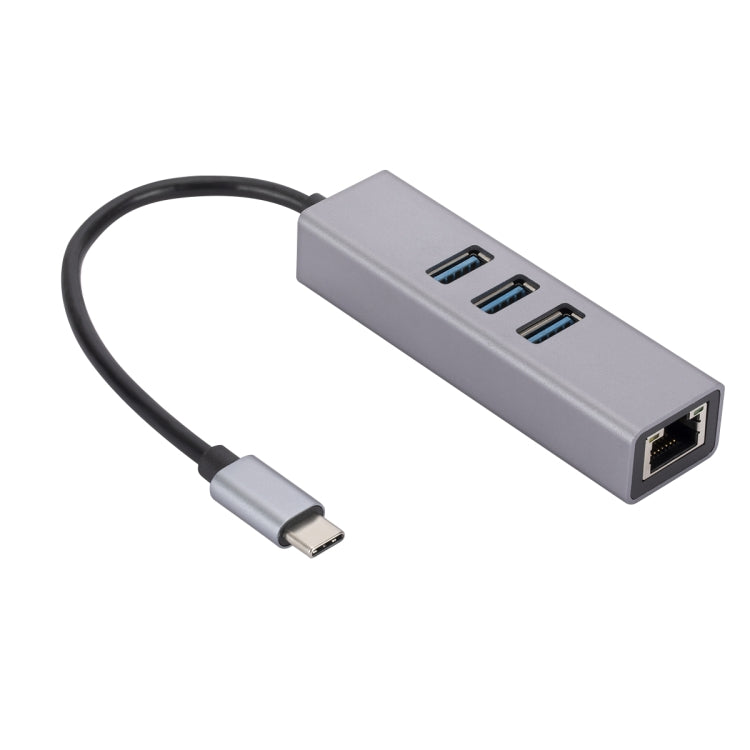 SL-030 USB-C / Type-C to Gigabit Ethernet RJ45 & 3 x USB 3.0 Adapter Converter HUB, USB-C / Type-C to RJ45 & 3 x USB