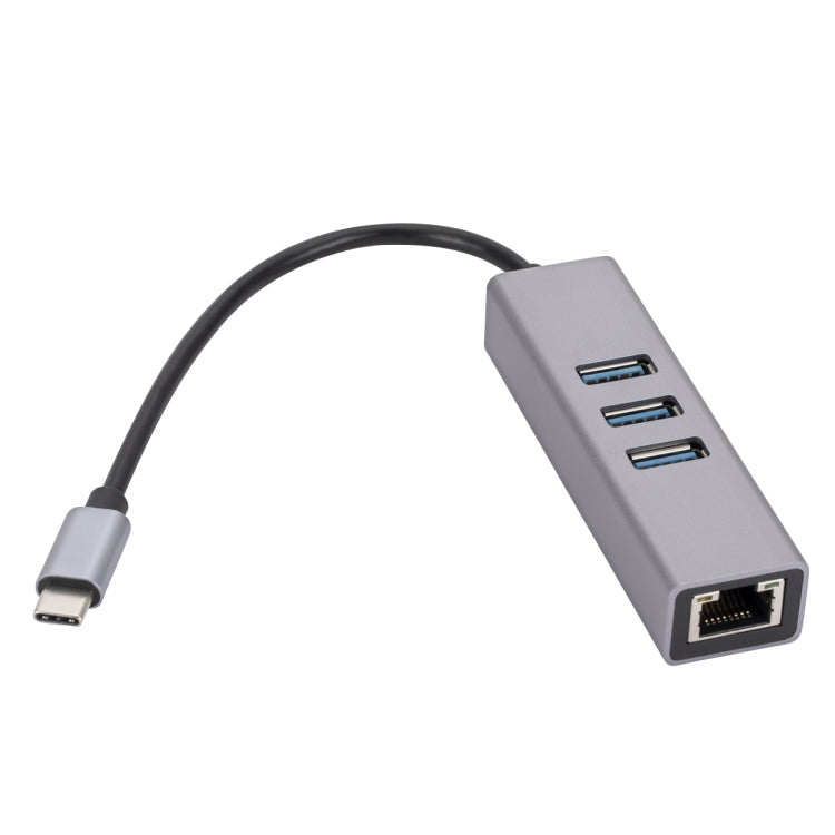 SL-030 USB-C / Type-C to Gigabit Ethernet RJ45 & 3 x USB 3.0 Adapter Converter HUB, USB-C / Type-C to RJ45 & 3 x USB