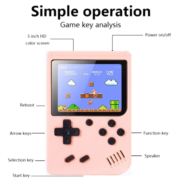 MK800 Doubles 3.0 inch Macaron Mini Handheld Game Console Built-in 800 Games
