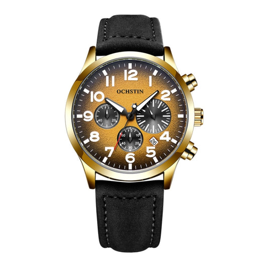 Ochstin 6042C Montre Homme à Quartz Lumineuse Étanche en Cuir Tendance