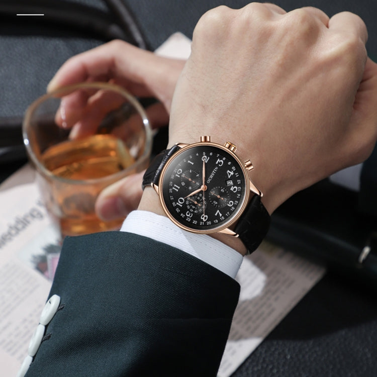 Montre homme multifonction à quartz en cuir, Ochstin 6050C