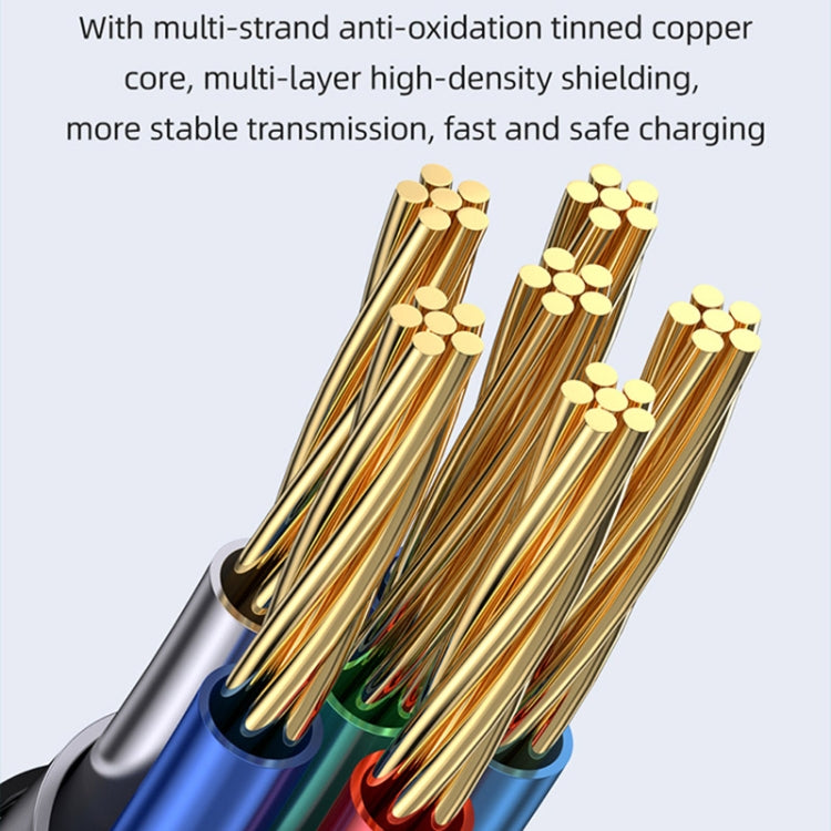 USAMS Type-C to Type-C PD100W Aluminum Alloy Transparent Digital Display Fast Charge Data Cable, 1.2m, Type-C to Type-C