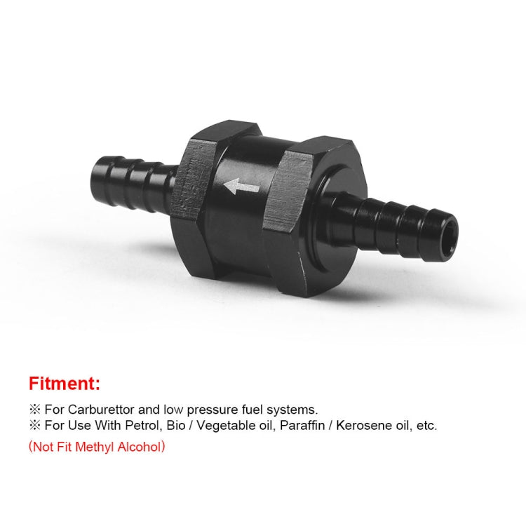 Car Aluminium Alloy Fuel Petrol One Way Non Return Check Valve, 6mm Black, 8mm Black, 10mm Black, 12mm Black