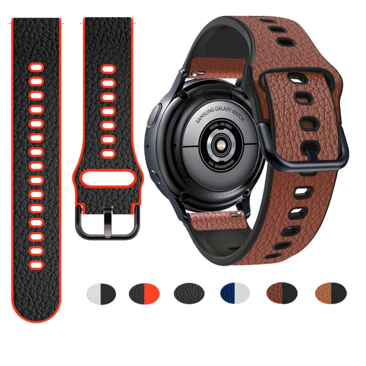 Universal TPU Litchi Texture Leather Watch Band, 20mm, 22mm