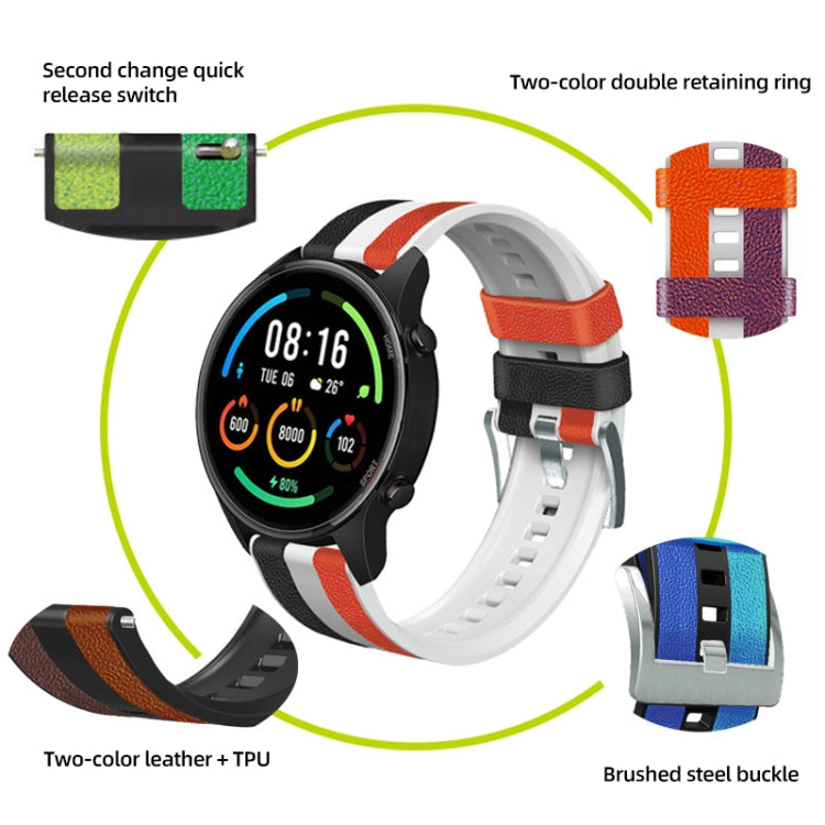 22mm Universal Three-color Silicone Leather Watch Band