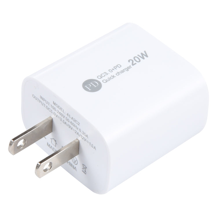 PD 20W USB-C/Type-C+QC 3.0 USB Interface Fast Charge Charger, Specification: US Plug