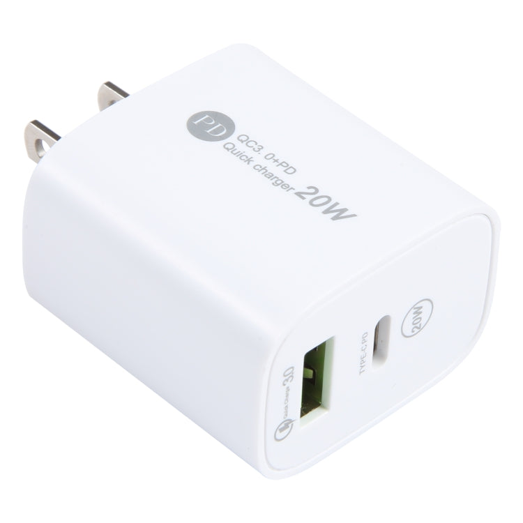PD 20W USB-C/Type-C+QC 3.0 USB Interface Fast Charge Charger, Specification: US Plug