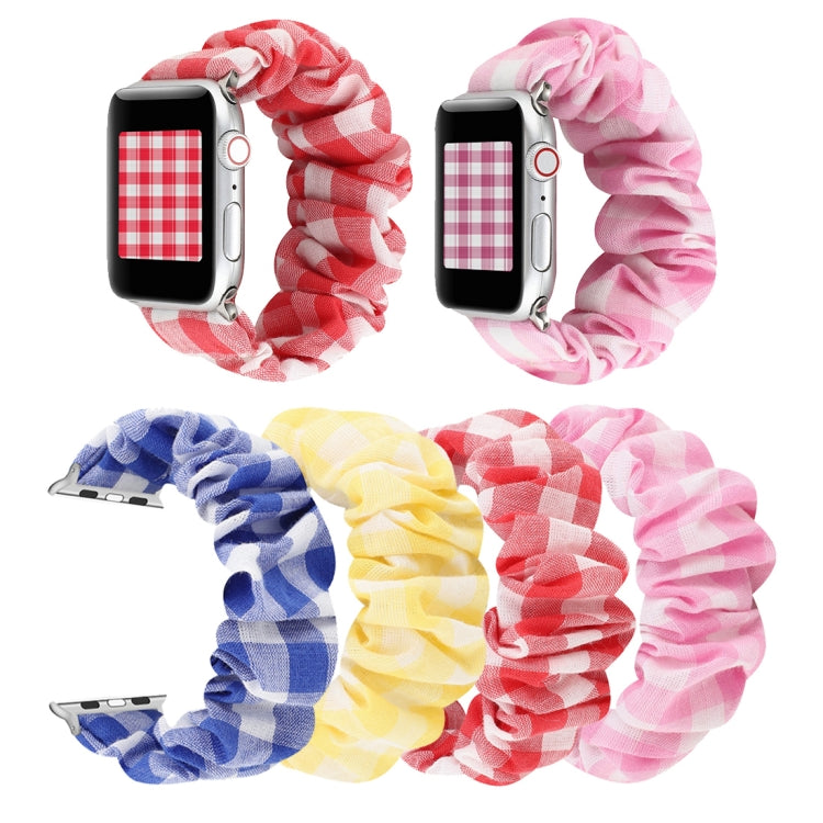 Bracelet de montre en tissu à motif écossais et anneau de cheveux en acier inoxydable, Pour Apple Watch Series 7 41mm / 6 & SE & 5 & 4 40mm / 3 & 2 & 1 38mm, Pour Apple Watch Series 7 45mm / 6 & SE & 5 & 4 44mm / 3 & 2 & 1 42mm