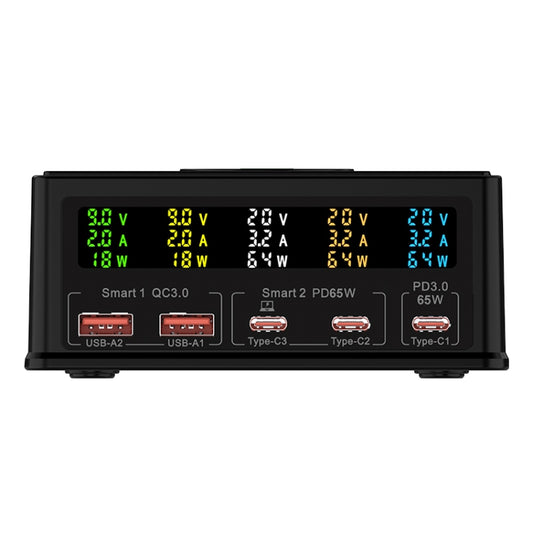 868H 6 in 1 160W 3 PD Type-C + 2 QC3.0 USB Ports Multi Ports Charger, 868H