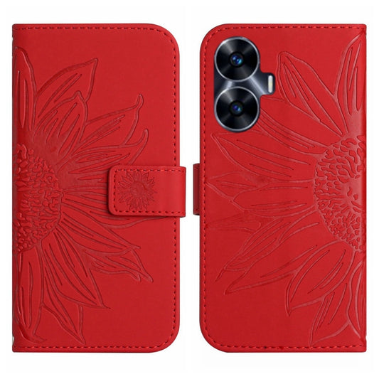 Skin Feel Sun Flower Embossed Flip Leather Phone Case with Lanyard, For Realme C55, For Xiaomi Redmi Note 12 4G Global, For Honor X9a 5G / Magic5 Lite, For Honor X5 4G