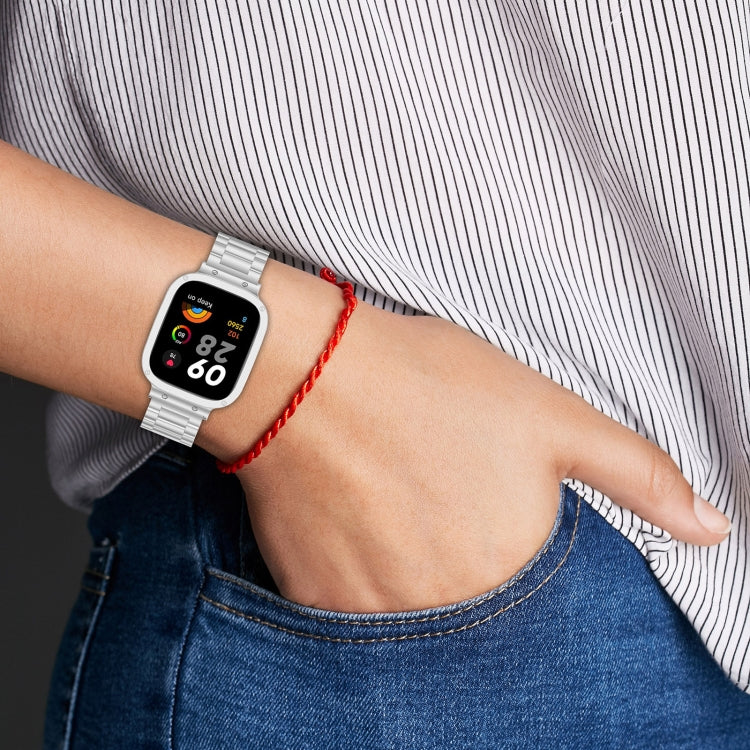 2 in 1 Three-bead Metal Watch Band with Watch Frame, For Xiaomi Redmi Watch 3 / Mi Watch Lite 3