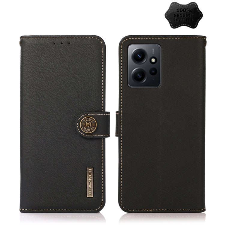 KHAZNEH Custer Texture RFID Genuine Leather Phone Case, For Google Pixel 7A, For Xiaomi Redmi Note 12 4G Global