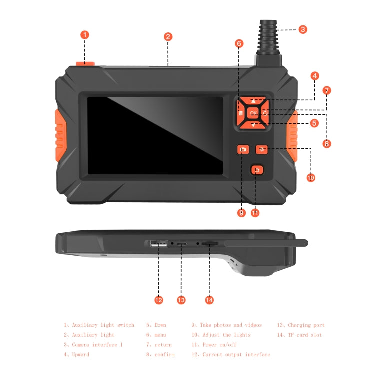P130 4.3 inch Dual Camera with Screen Endoscope, 2m, 5m, 10m