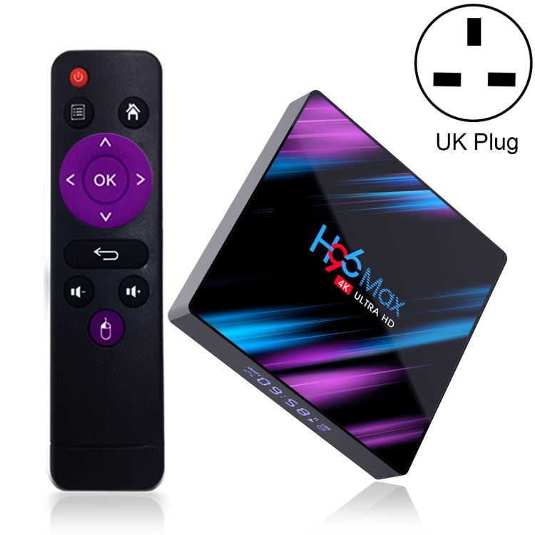 H96 Max-3318 4K Ultra HD Android TV Box with Remote Controller, Android 10.0, RK3318 Quad-Core 64bit Cortex-A53, 4GB+32GB, Support TF Card / USBx2 / AV / Ethernet, AU Plug, EU Plug, UK Plug, US Plug