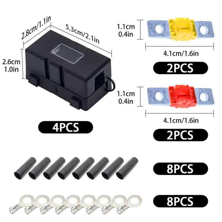 4 in 1 ANS-H Car Fuse Holder Fuse Box, 30A, 40A, 50A, 80A, 100A, 120A, 150A
