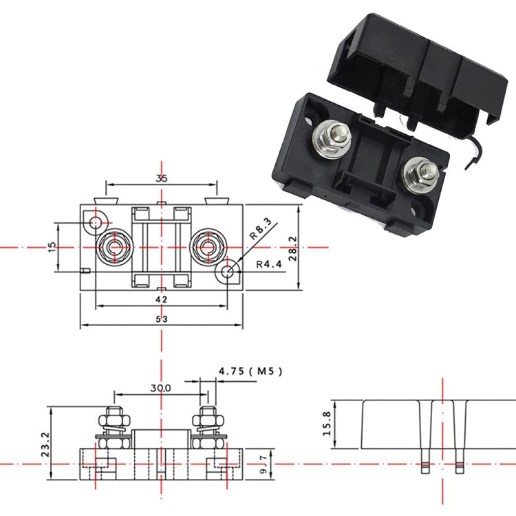 4 in 1 ANS-H Car Fuse Holder Fuse Box, 30A, 40A, 50A, 80A, 100A, 120A, 150A