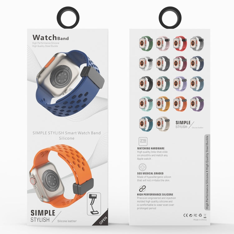 Magnetic Clasp Silicone Watch Band, For Apple Watch Series 8&7 41mm, For Apple Watch Series 8&7 45mm