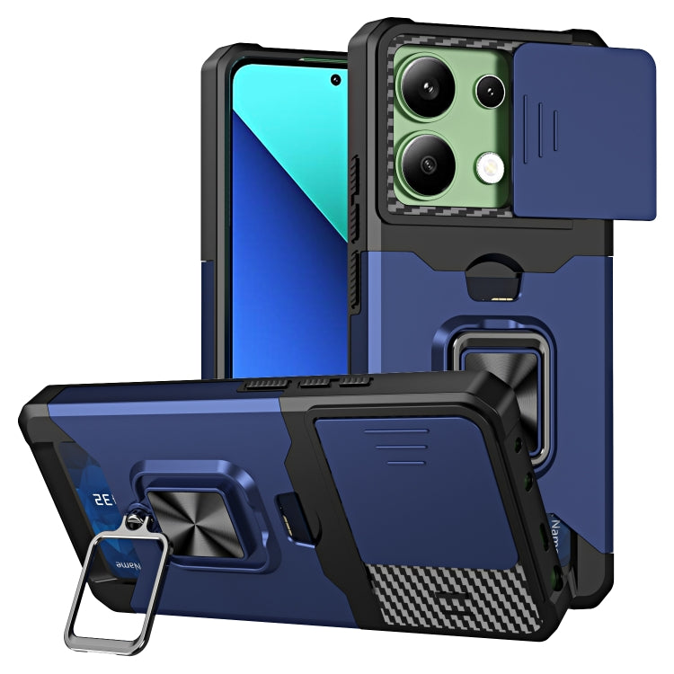 Camera Shield Card Slot PC+TPU Phone Case, For Redmi Note 14 Pro 5G / 14 Pro+ 5G, For Redmi Note 14 4G 163mm, For Redmi Note 13 4G, For Redmi Note 13 Pro 5G, For Redmi Note 12 4G