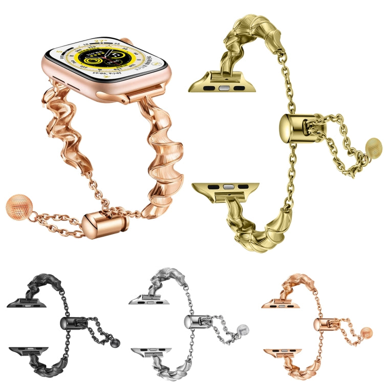 Bracelet de montre en métal Ruban Vague, Pour Apple Watch Series 10 46 mm, Pour Apple Watch Series 10 42 mm, Pour Apple Watch SE 2023 44 mm, Pour Apple Watch SE 2023 40 mm, Pour Apple Watch Ultra 2 49 mm, Pour Apple Watch 9 45 mm, Pour Apple Watch 9 41 mm