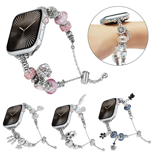 Bead Bracelet Metal Watch Band, For Apple Watch 5 40mm, For Apple Watch 4 44mm, For Apple Watch 4 40mm, For Apple Watch 3 38mm, For Apple Watch 3 42mm, For Apple Watch 2 42mm, For Apple Watch 2 38mm, For Apple Watch 42mm, For Apple Watch 38mm
